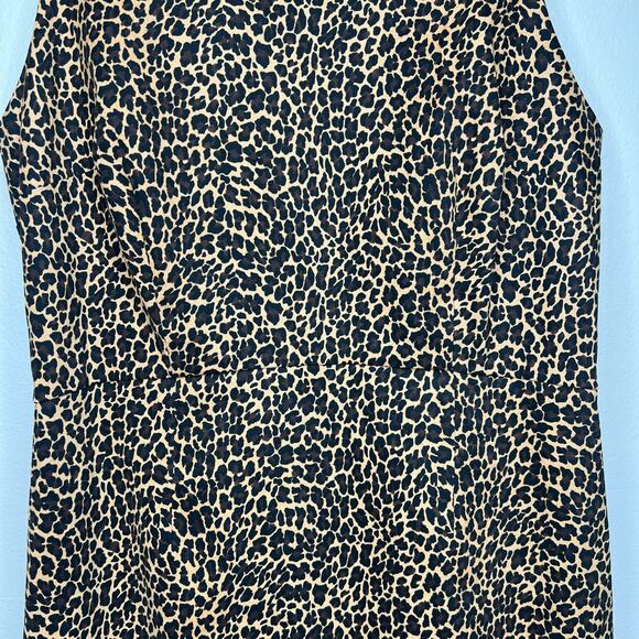 J.Crew Women's Leopard Animal Print Sheath Dress Size 2 Sleeveless Knee-Length - Picture 4 of 12